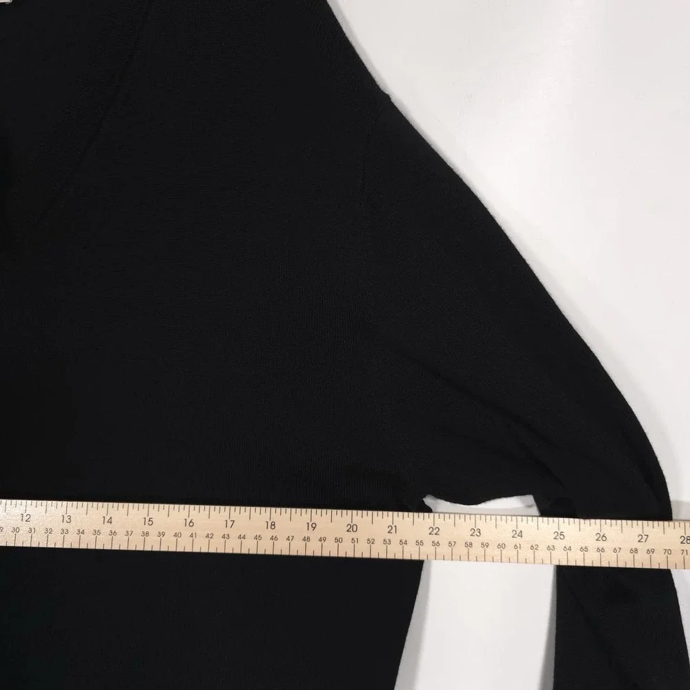 PRONTO UOMO Men's Sweater LARGE Black EXTRA FINE MERINO WOOL V-neck‎ Pullover